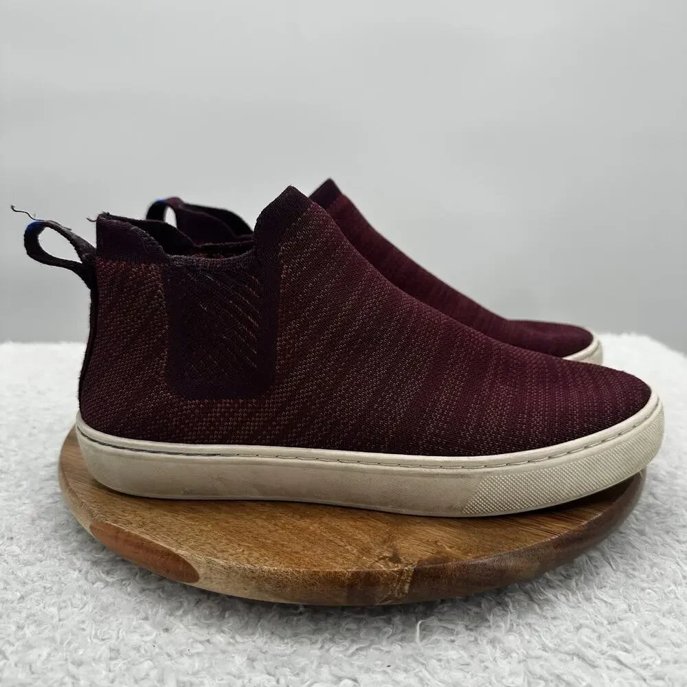 Rothys Chelsea‎ Boot Womens 7.5 Berry Lattice Knit High Top Sneaker Ankle Shoes